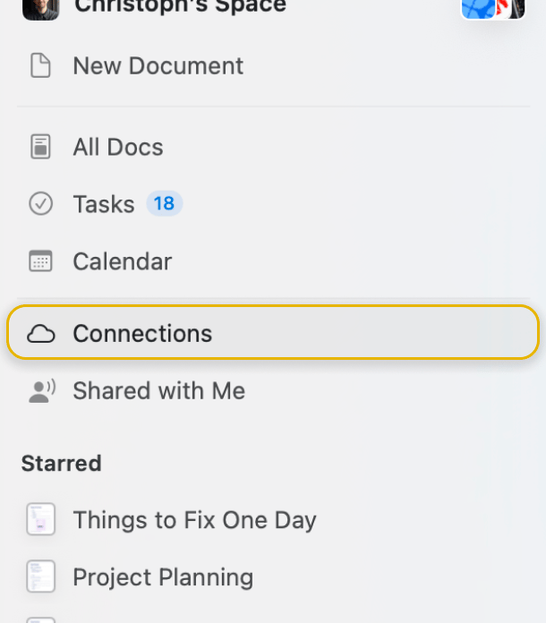 Click the “Connections” tab in the sidebar