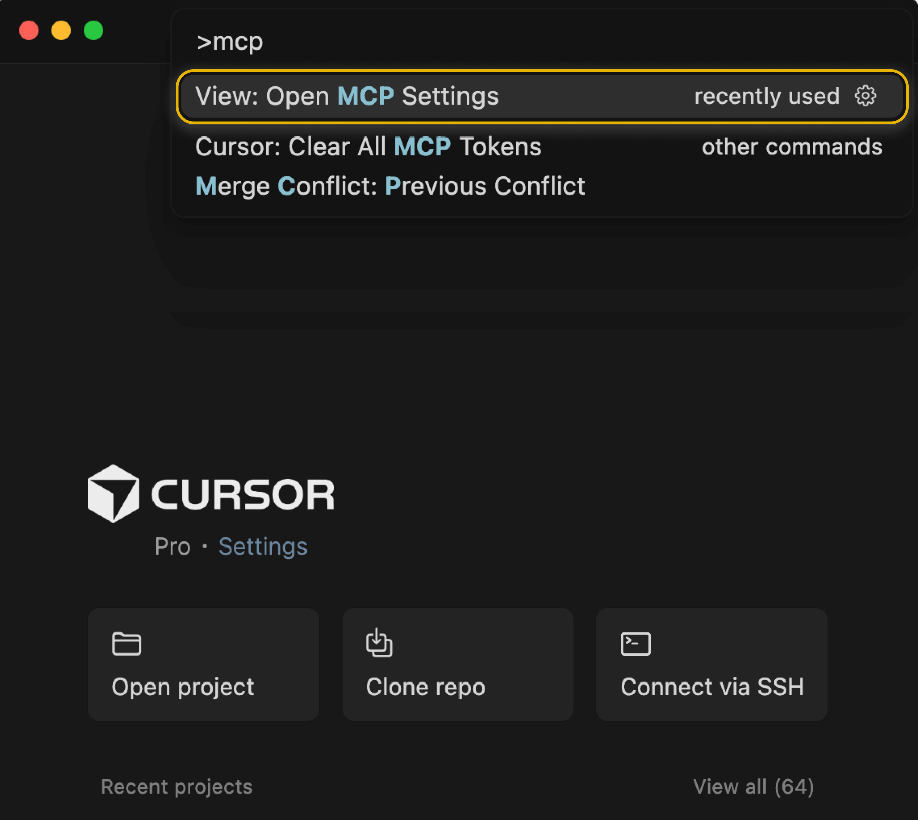 Go to Cursor’s MCP Settings