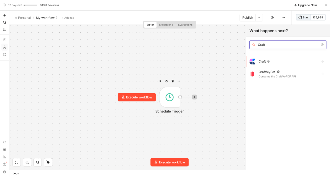 Search for Craft node in n8n