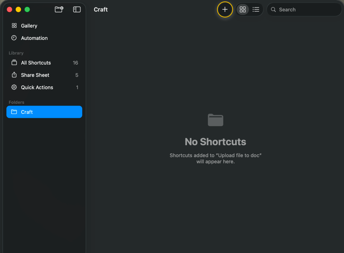 Create a new shortcut