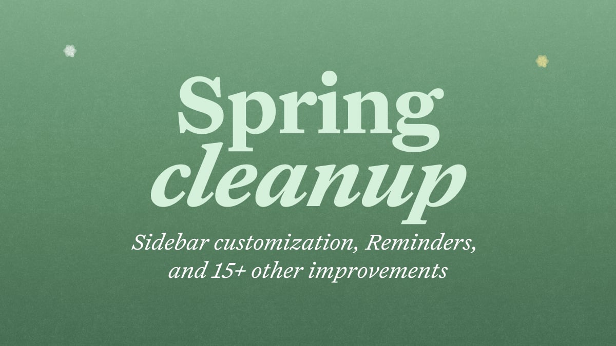 Craft update - Sidebar customization, Reminders and 15+ other improvements