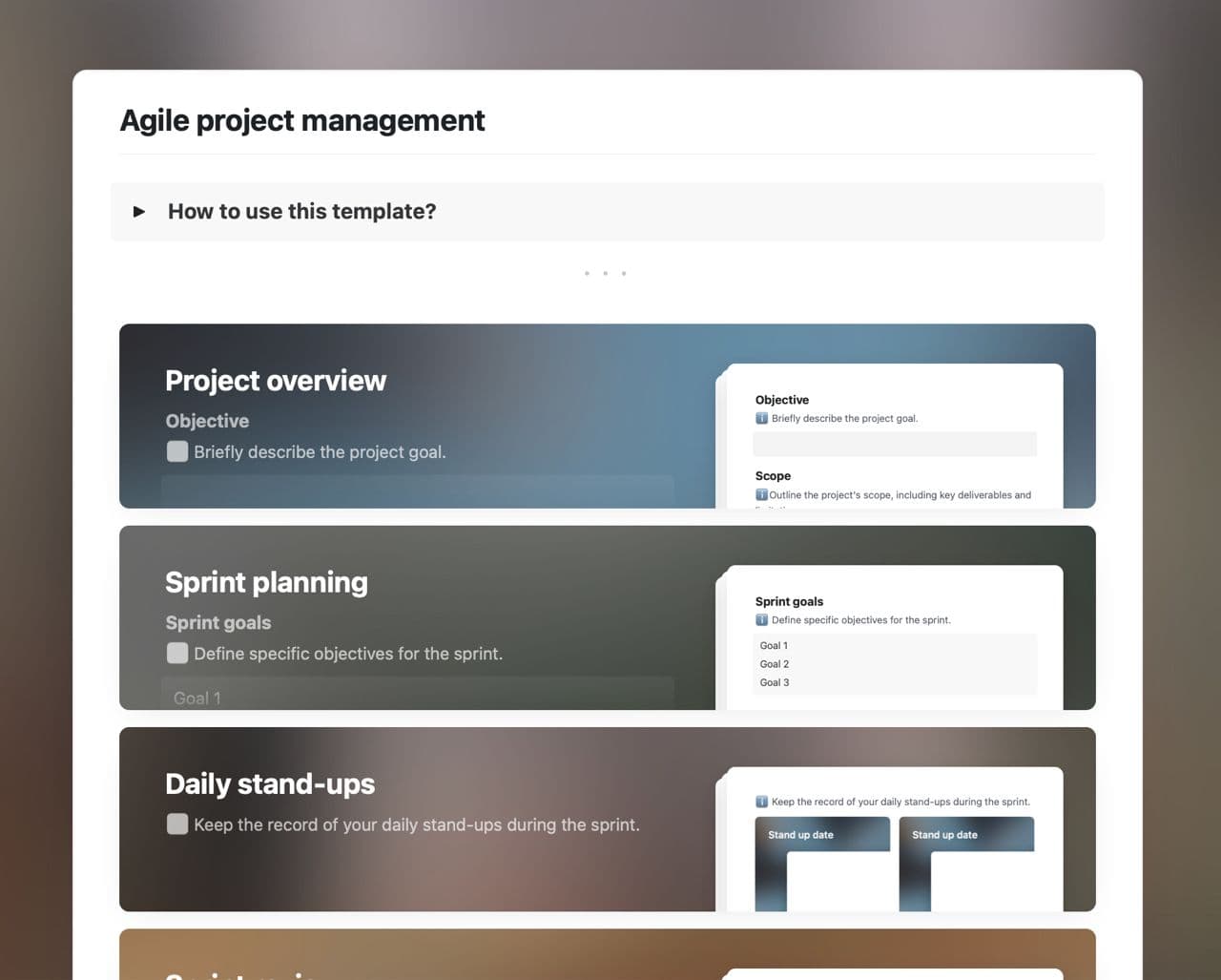 Craft Free Template: Agile project management
