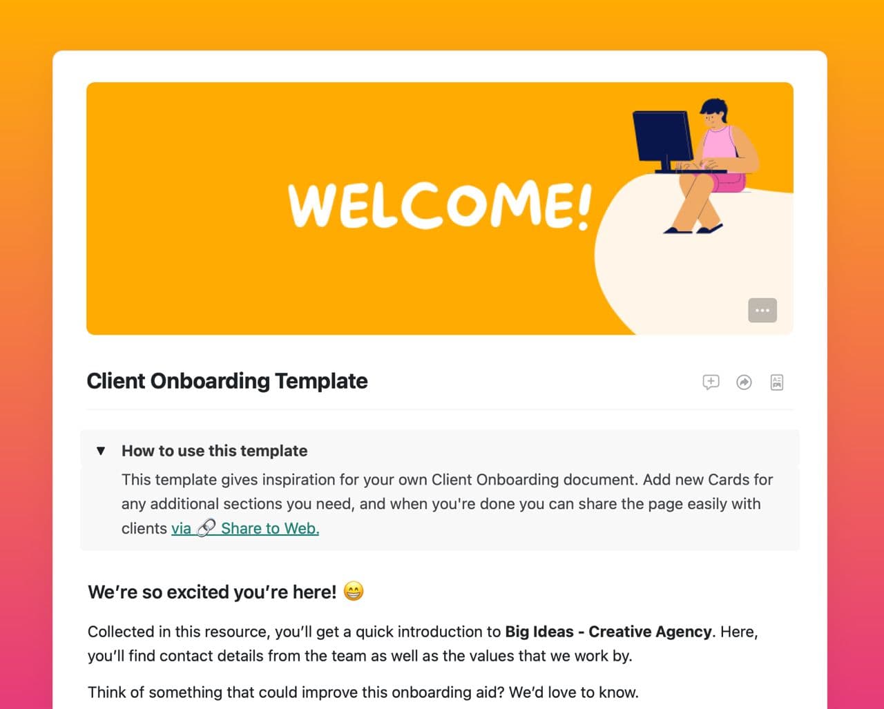 New Client Onboarding Template