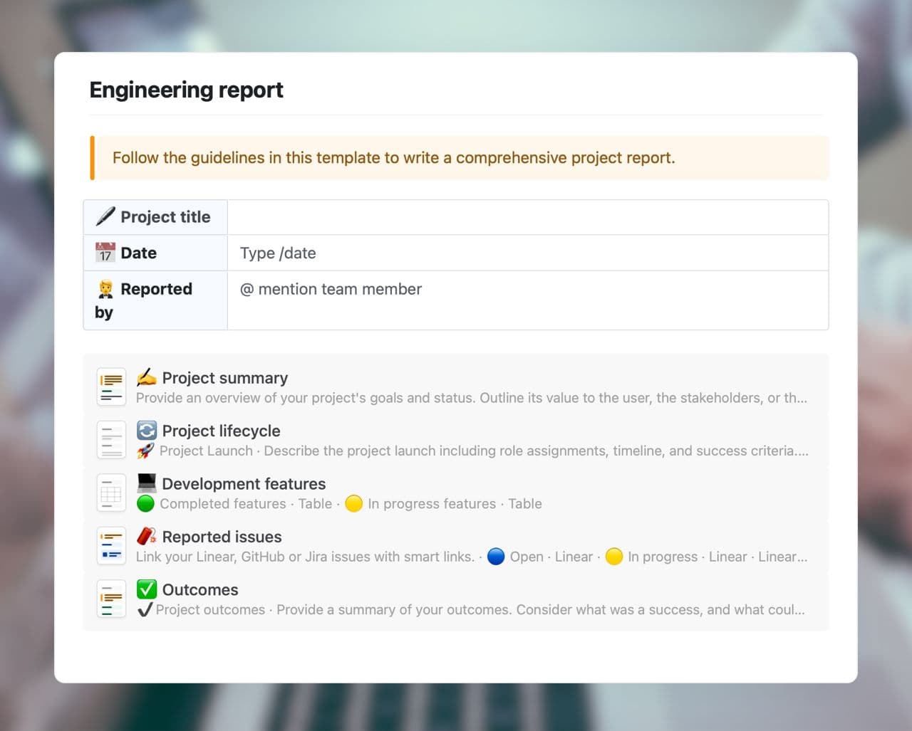 Craft Free Template: Engineering report