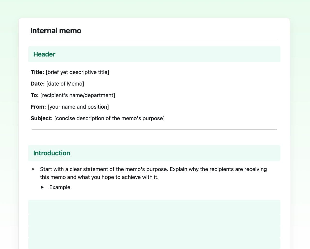 Internal memo in craft
