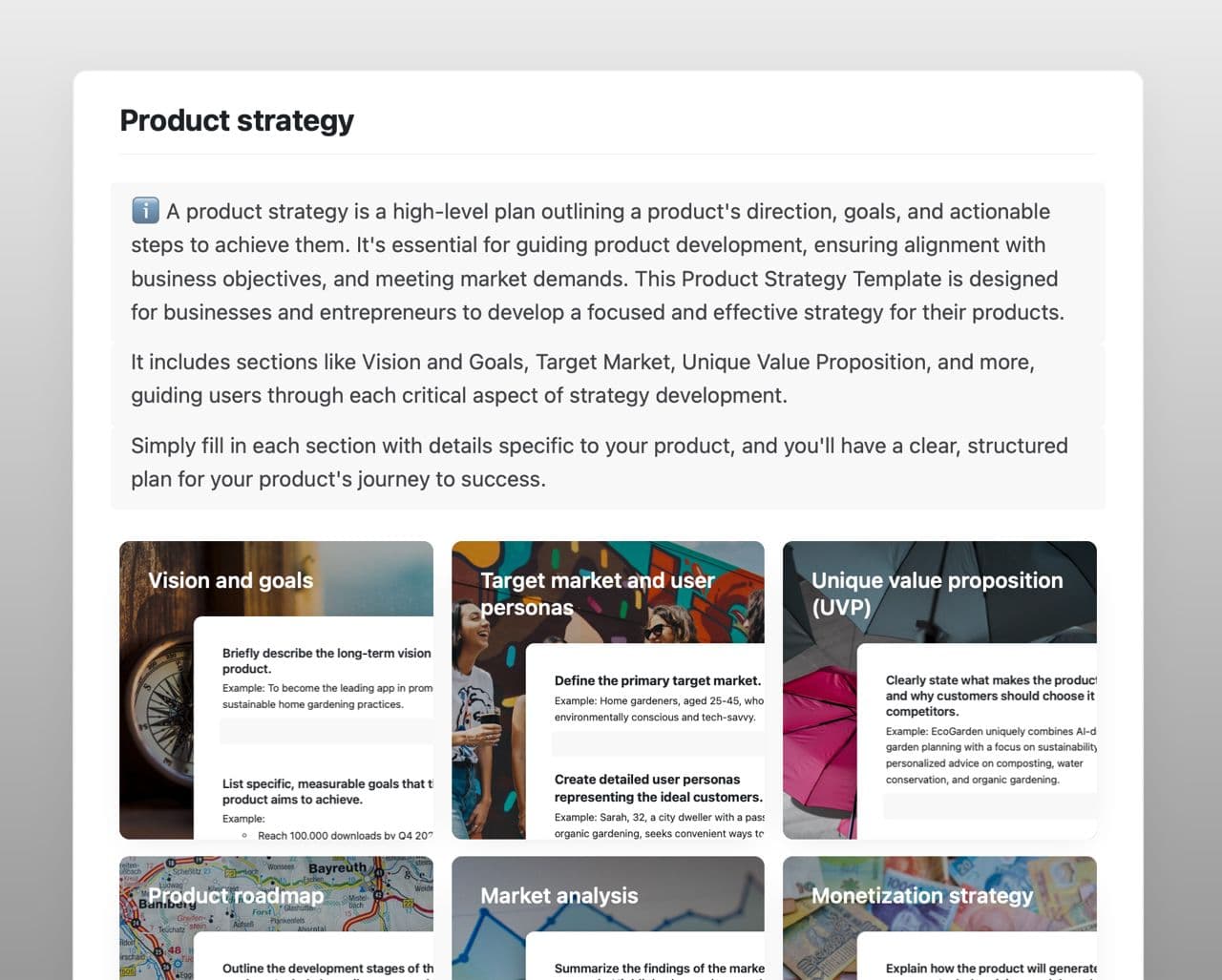 Craft Free Template: Product strategy