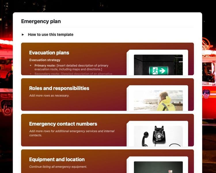 Emergency plan in Craft